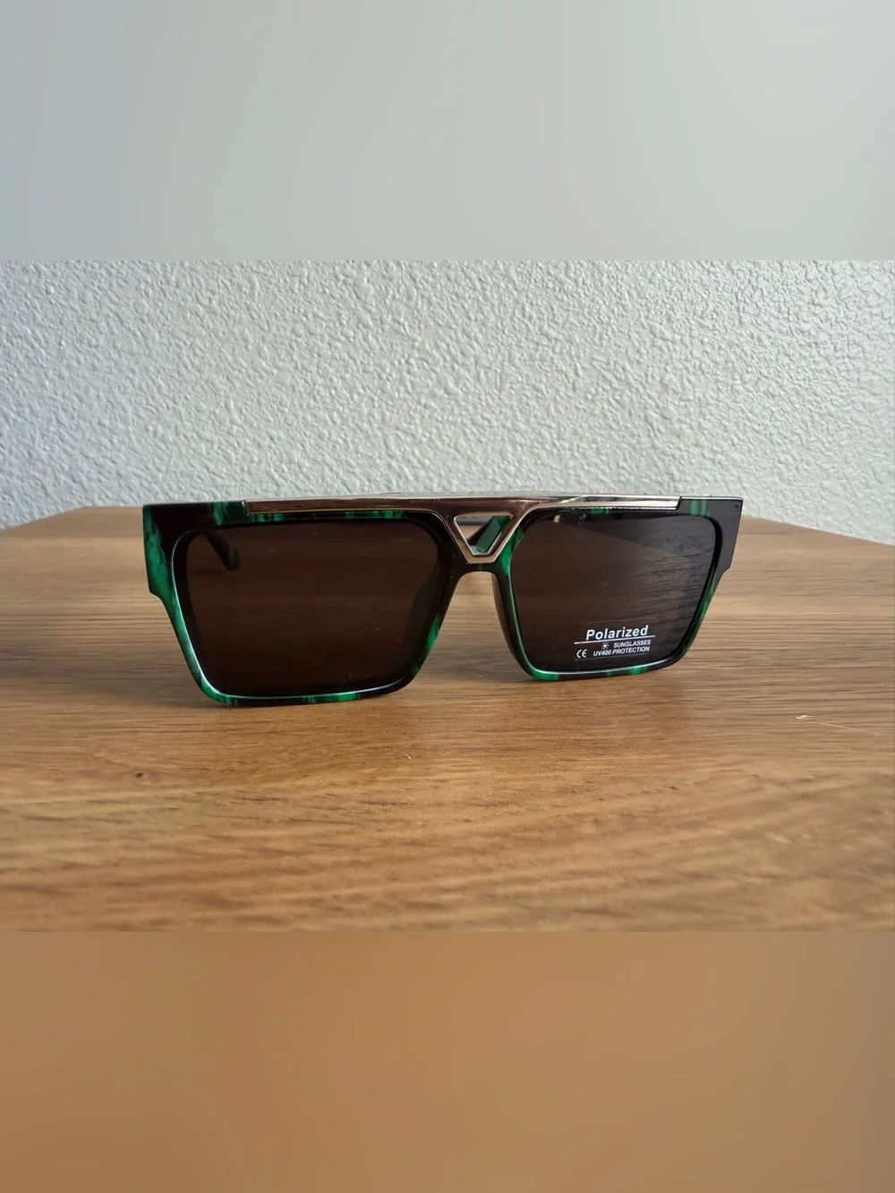 Men's Green Tortoiseshell Square Sunglasses